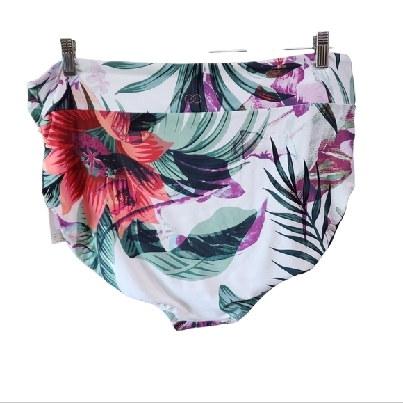 CALIA cross front high rise bikini bottom botanical island 2x 3x Plus Size Swim - Picture 2 of 6
